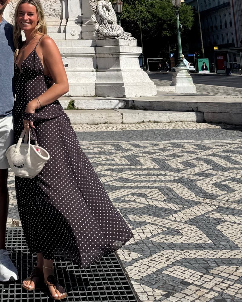 Polka Dot Scarf Maxi Dress - Image 3