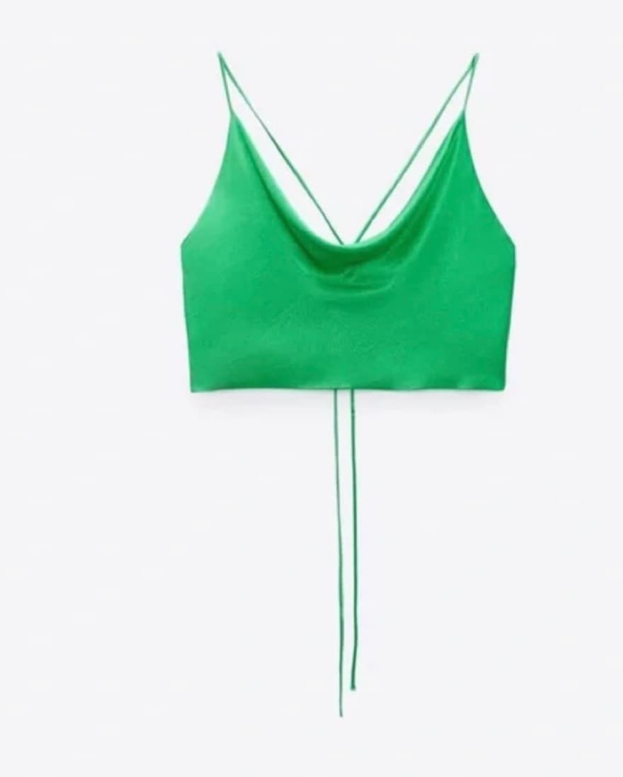 Zara Green Silk Effect Top - Image 2