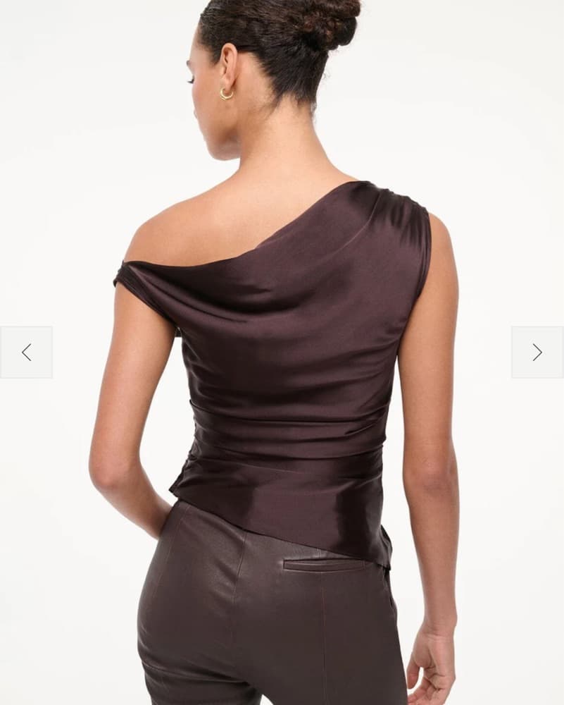 Staud Burgundy Silk Off The Shoulder Top - Image 2