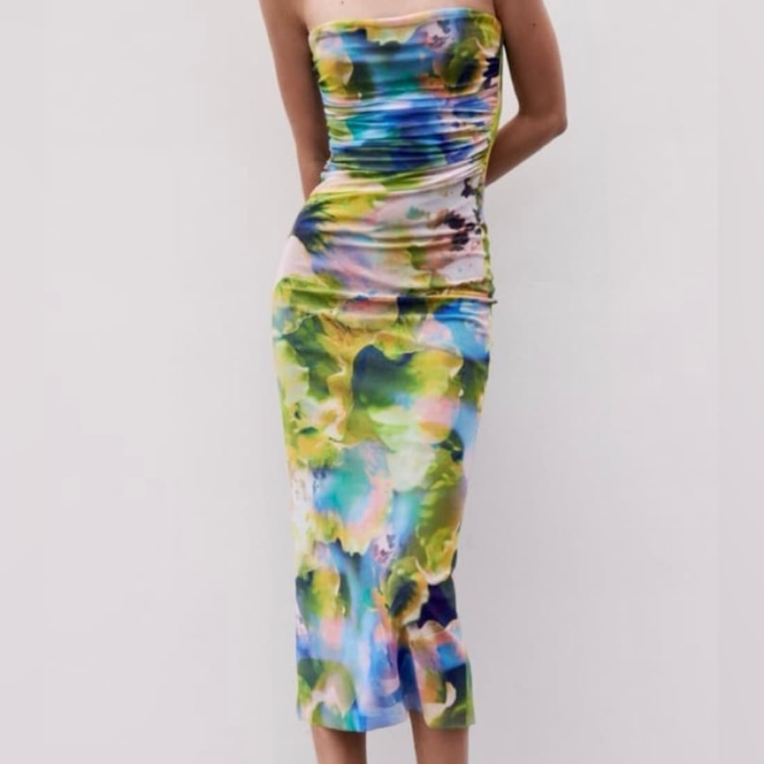 Floral Zara Strapless Midi Dress - Image 3