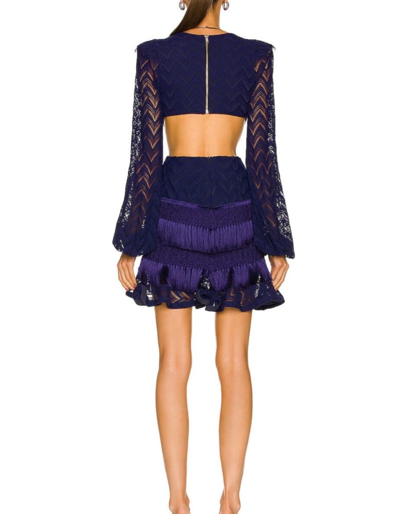 Patbo Cut Out Fringe Dress Purple XS - Image 4