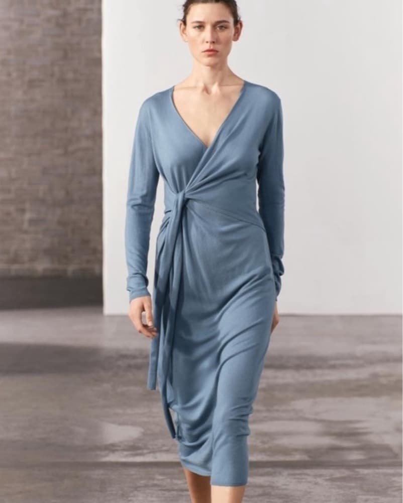 Zara Knit Wrap Midi Dress - Image 3