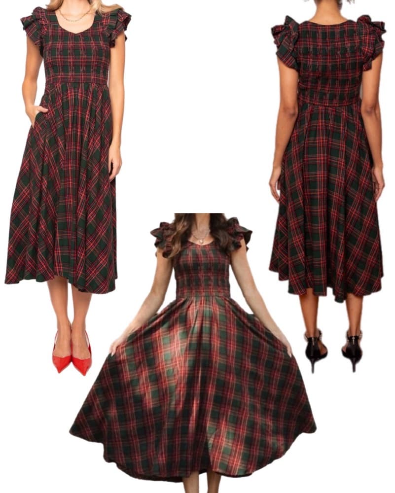 Ivy City Co Hattie Dress Evergreen Plaid - Image 6
