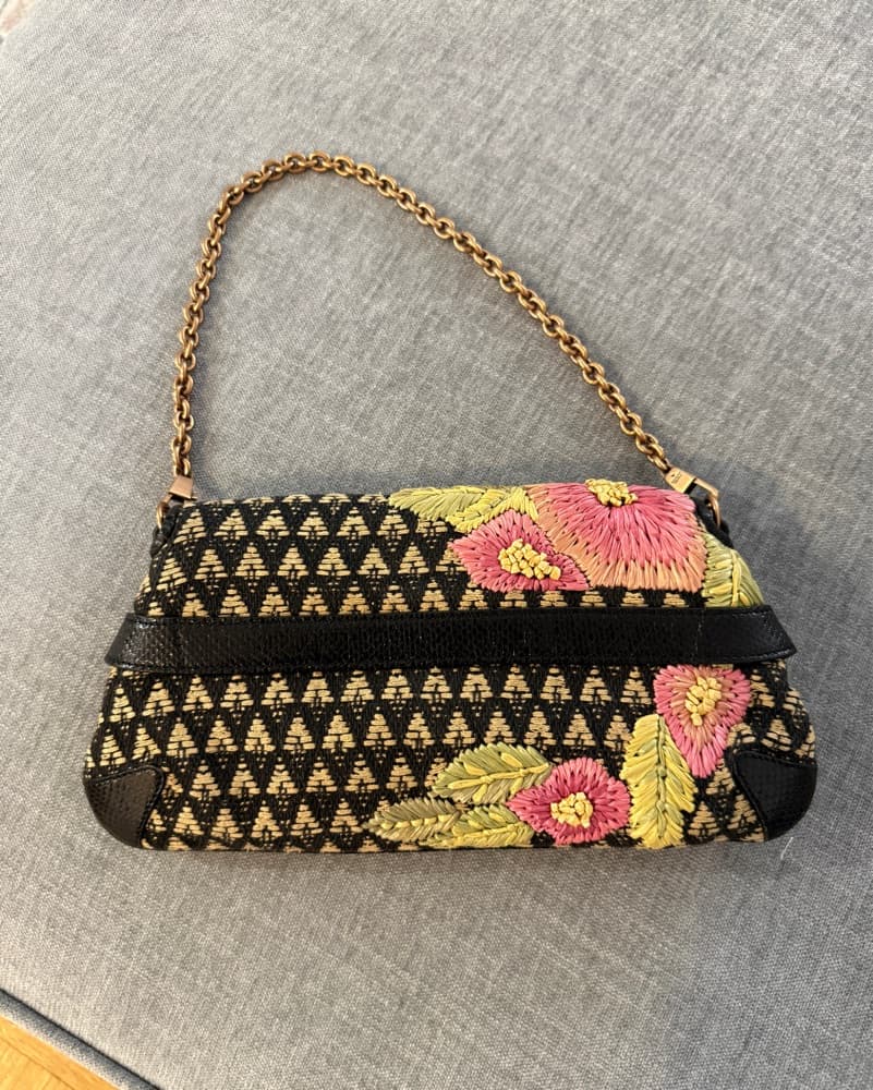 Vintage Gucci Horsebit Raffia Bag - Image 2