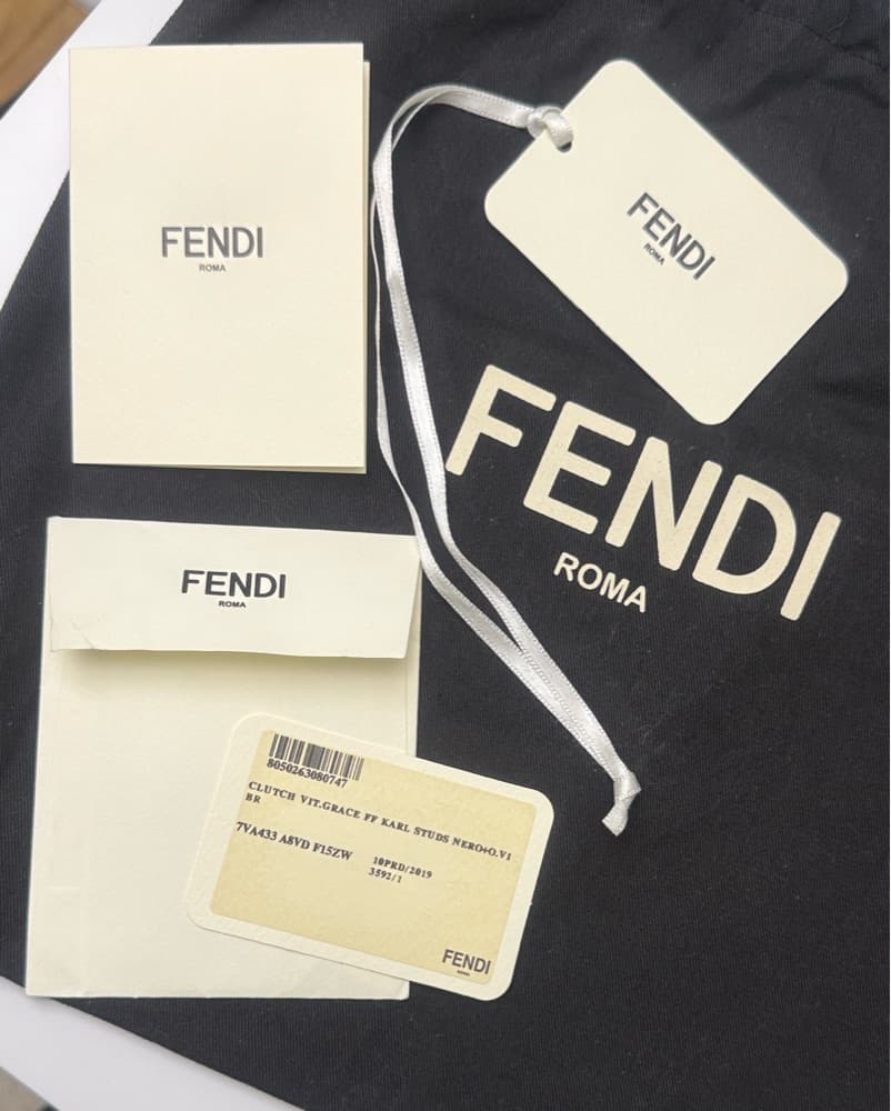 Fendi Black Clutch - Gold & Silver Studs - Image 6