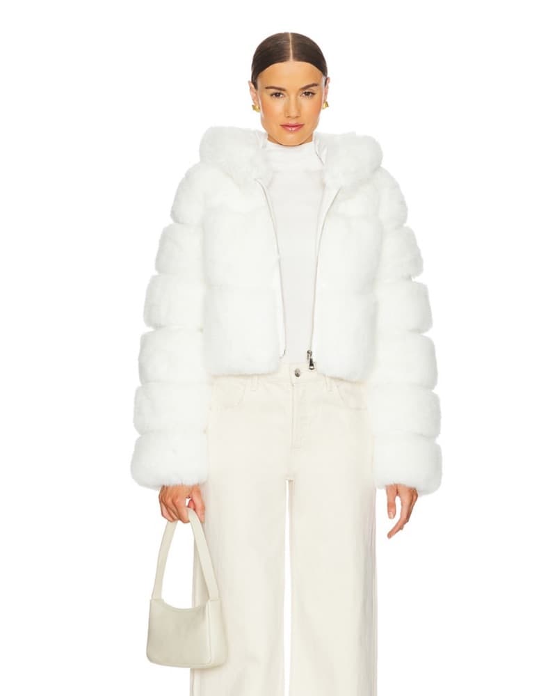 Adrienne Landau Lina White Fur Coat  - Image 2