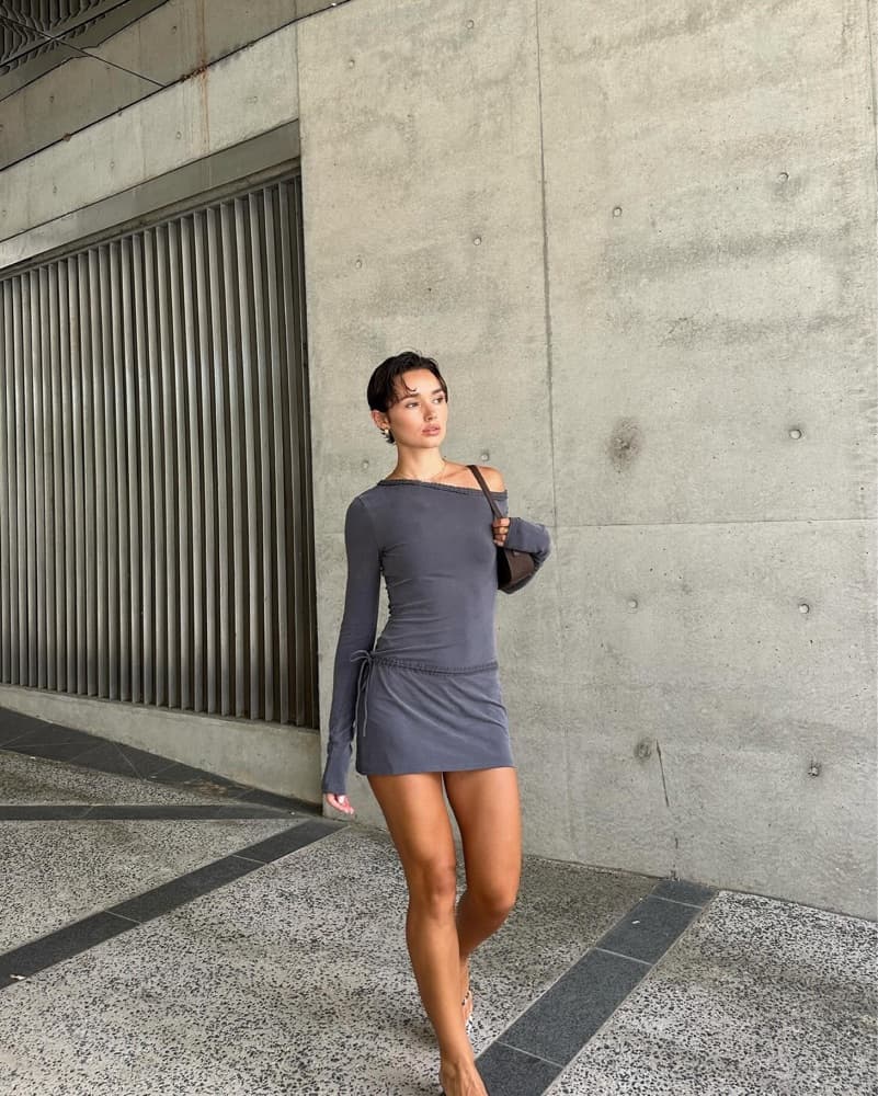 With Jean Marga Dress - Charcoal - Image 1