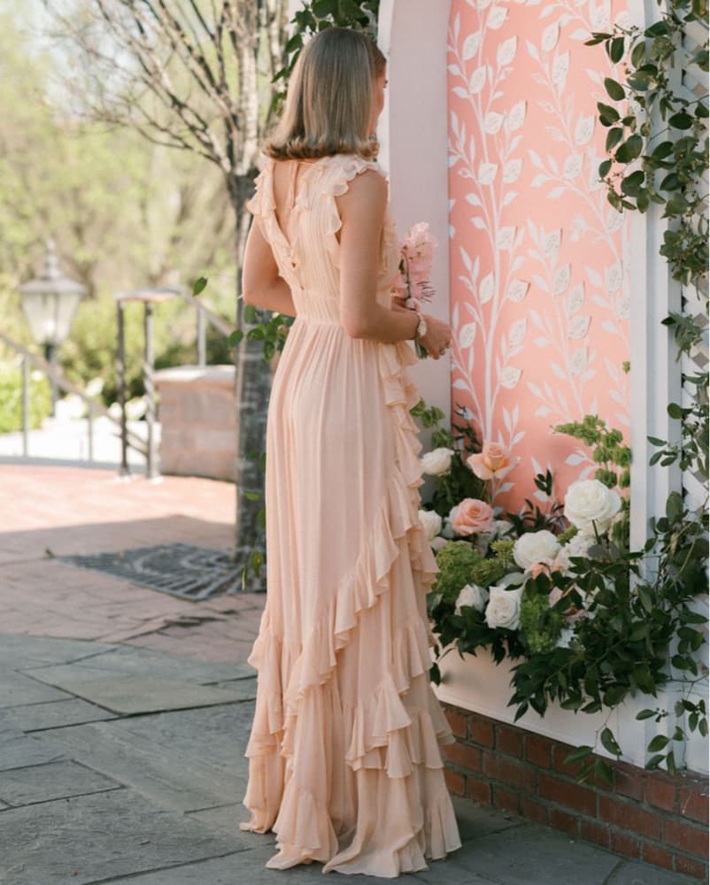 Ulla Johnson Peach Ruffle Gown - Image 4
