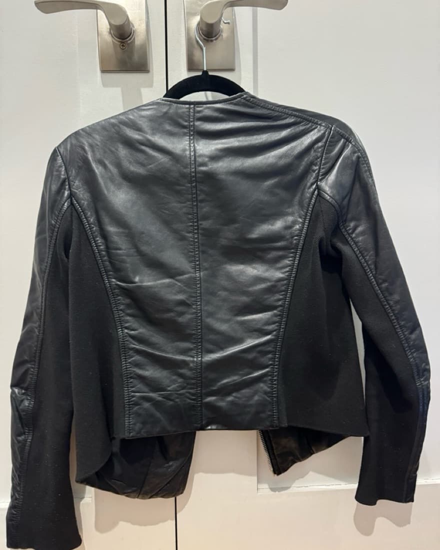 Edgy Faux Leather Moto Jacket - Image 3