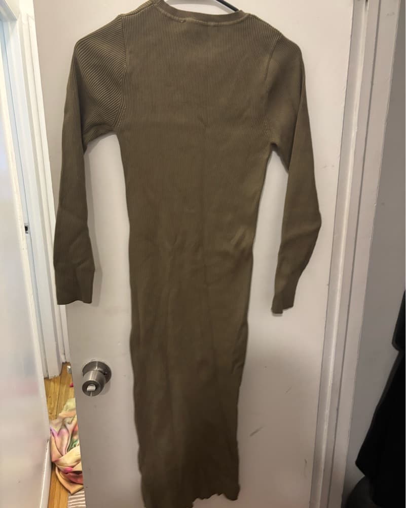 Ribbed Khaki Dress - Image 1
