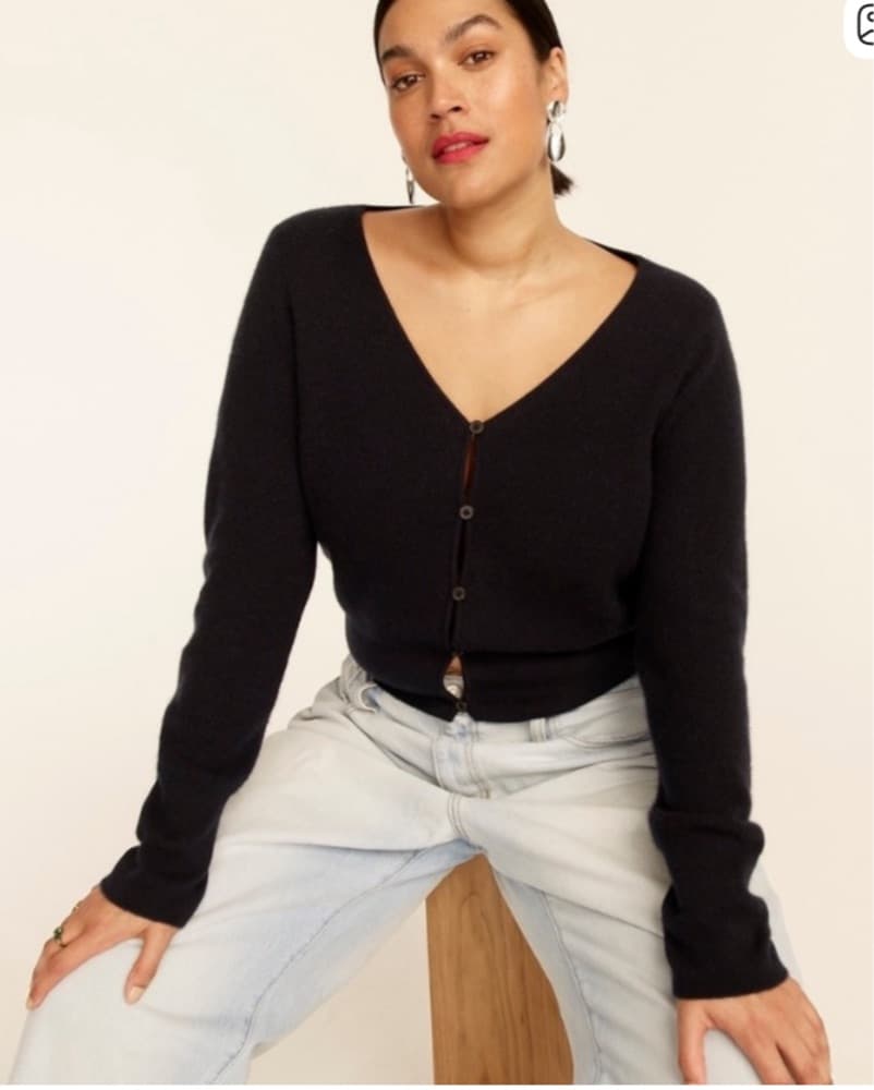 J Crew Cashmere Cropped Black Cardigan - Image 3