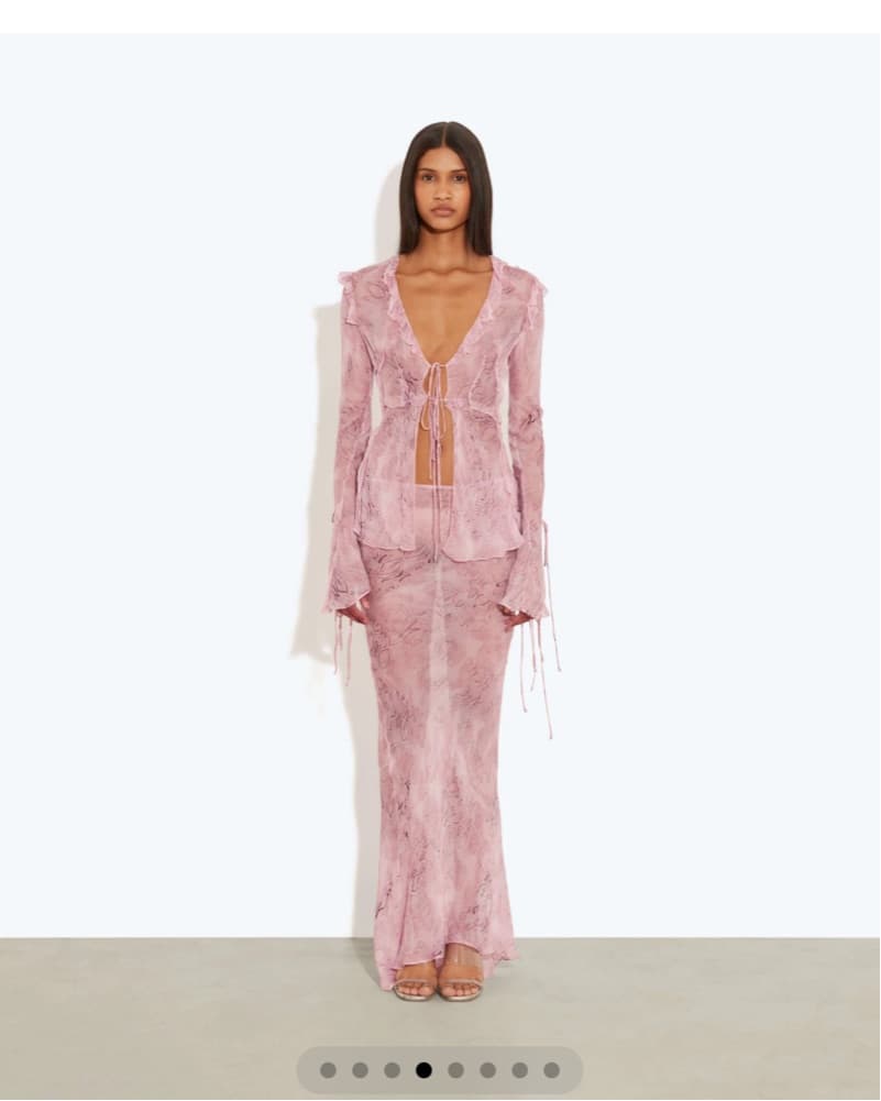 Chic Pink Chiffon Fringe Dress - Image 2