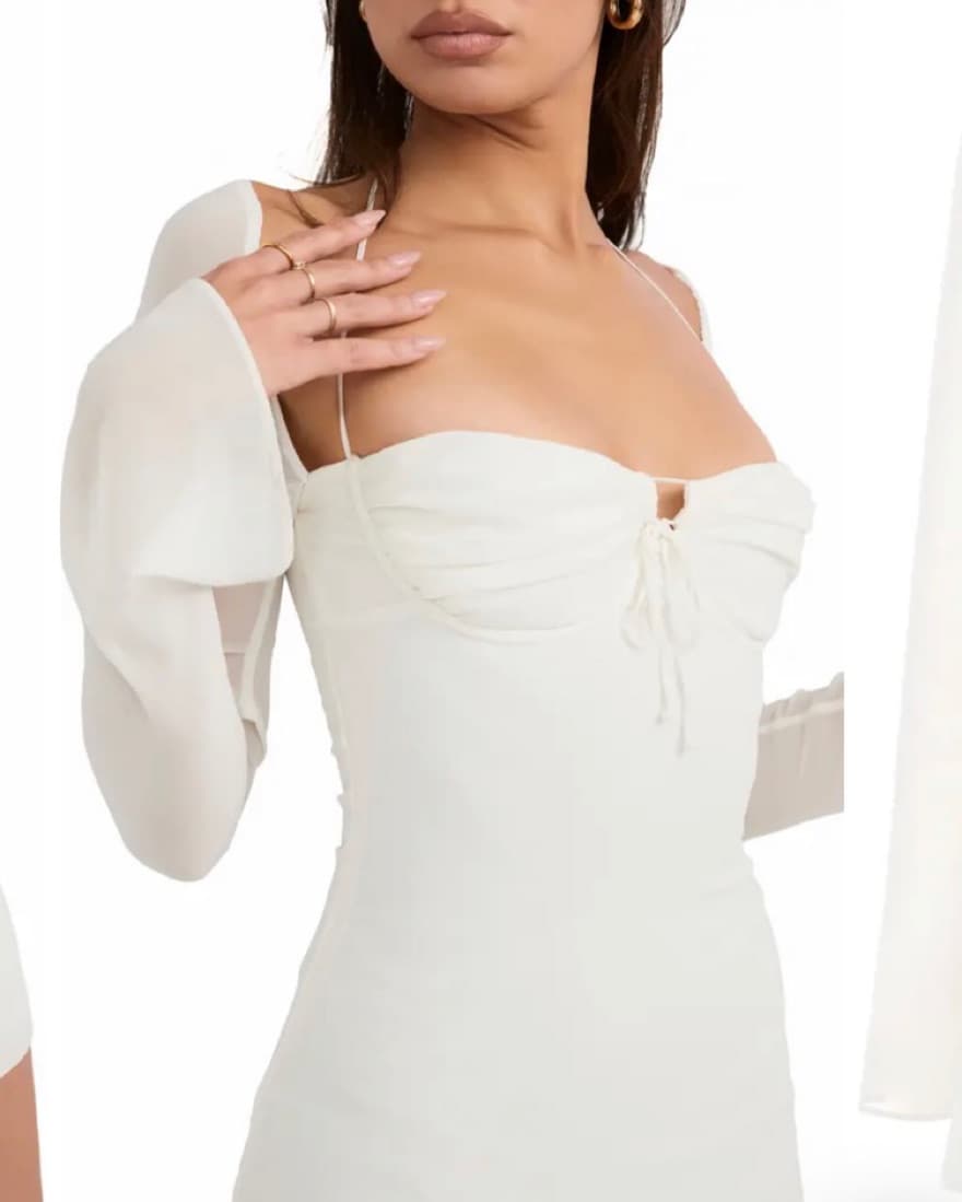 White Halter House of CB Mini Dress - Image 3