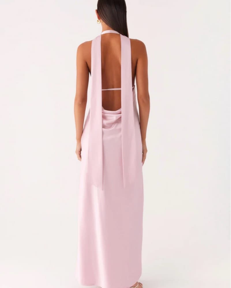 Pink Satin Maxi Dress - Image 2