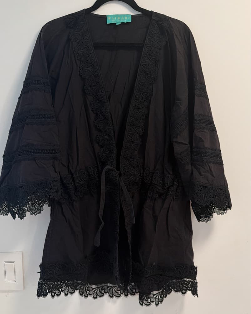 Elegant Black Lace Kimono Cover Up - Image 1