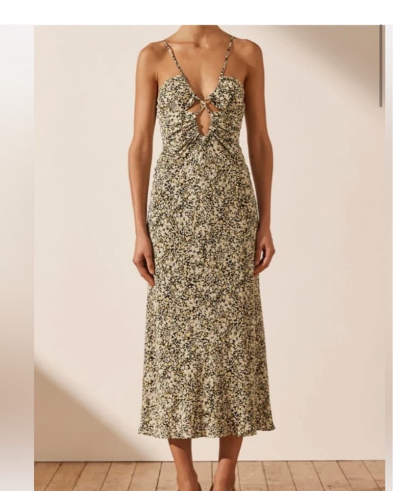 Shona joy Midi Silk Pattern Dress - Image 1