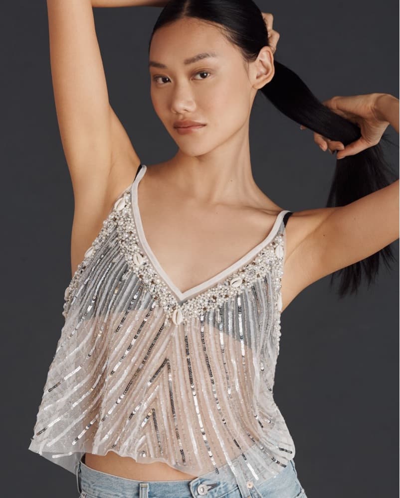 Anthropologie Beaded Mermaid Sheer Cami - Image 2