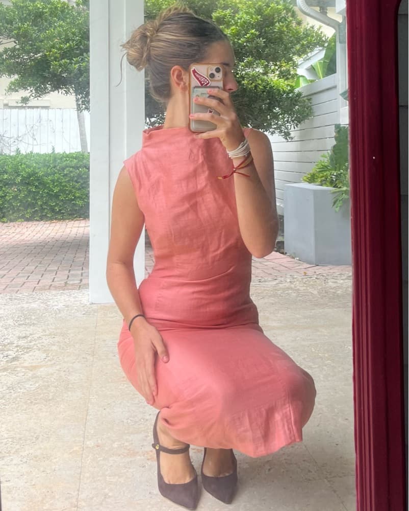 Double lined linen MIDI pinkish dress  - Image 2