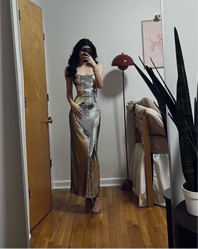 Metallic Sequin Maxi Dress - Image 1