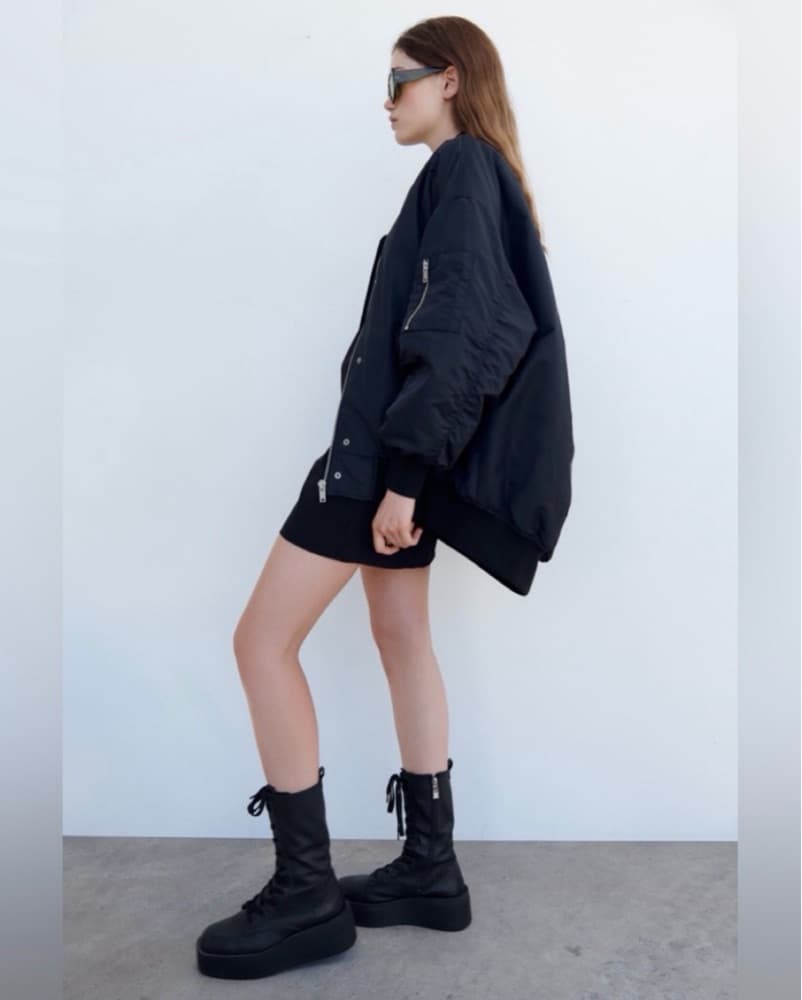 Zara Technical Nylon Bomber Jacket - Image 3