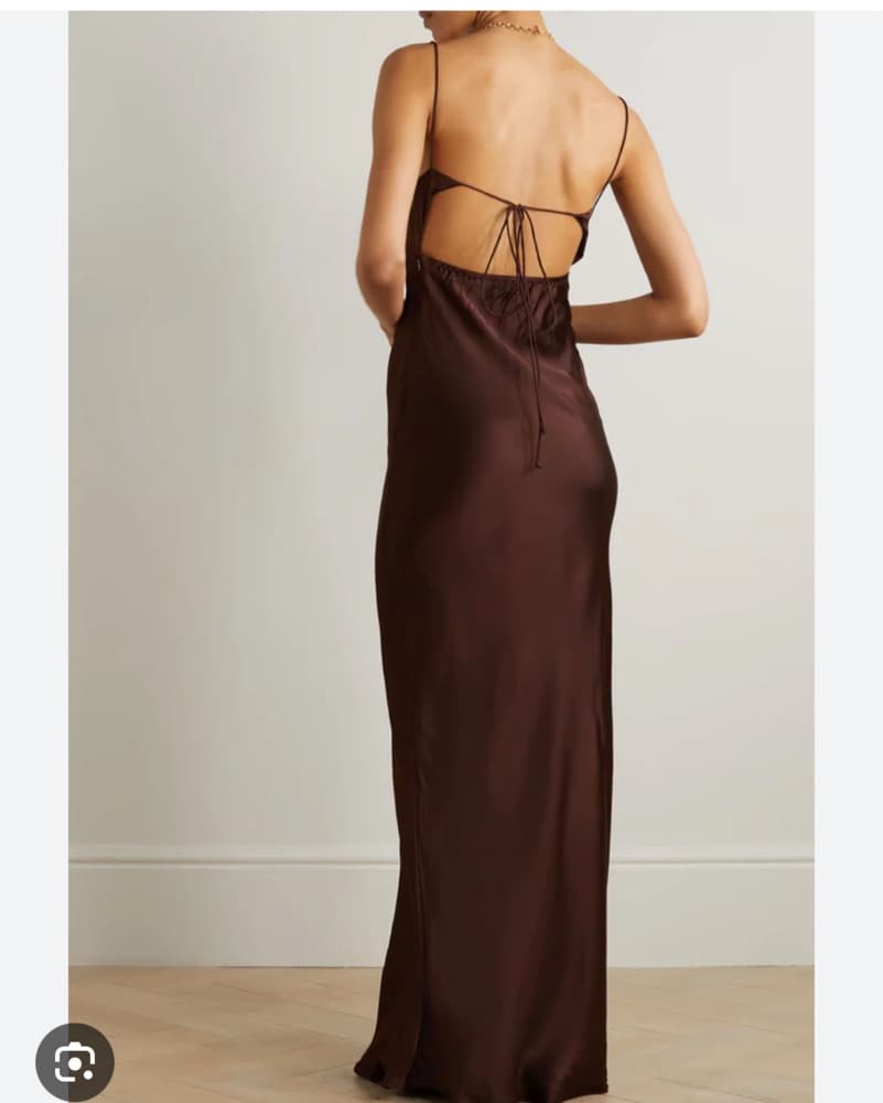 Faithfull The Brand Brown Silk Dress - Image 2
