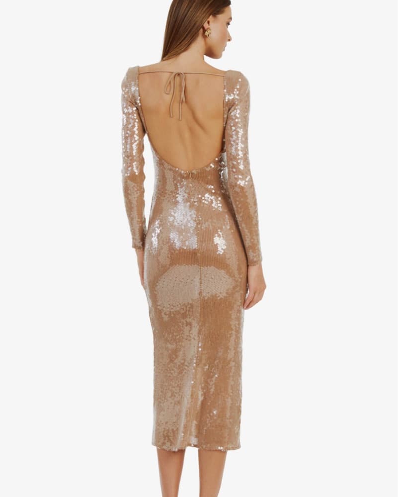 Bardot Verona Sequin Maxi Dress In Nude - Image 2