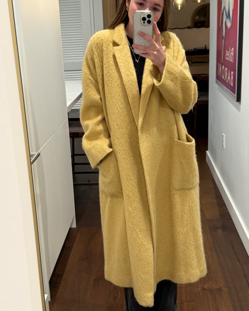 Adam et Ropé Mustard Yellow Wool Coat - Image 3