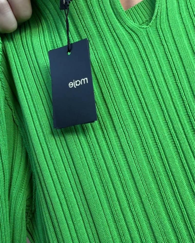 Vibrant Green Maje Knit Mini Dress - Image 2