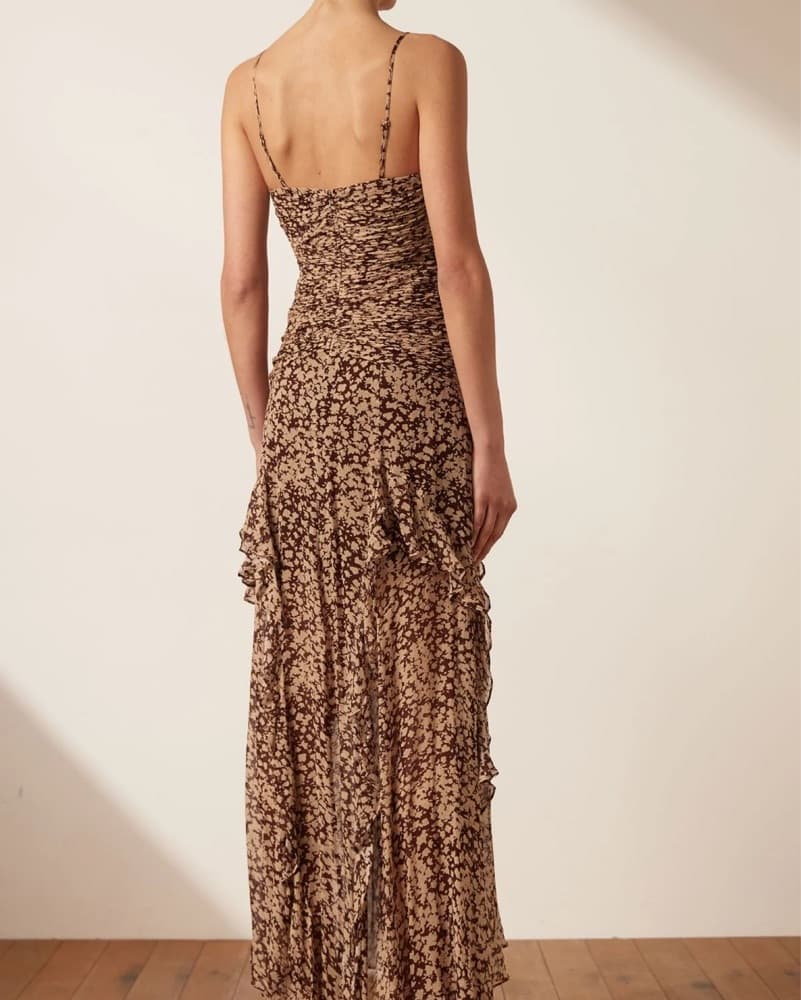 Shona Joy Brown Ruched Dress - Image 3