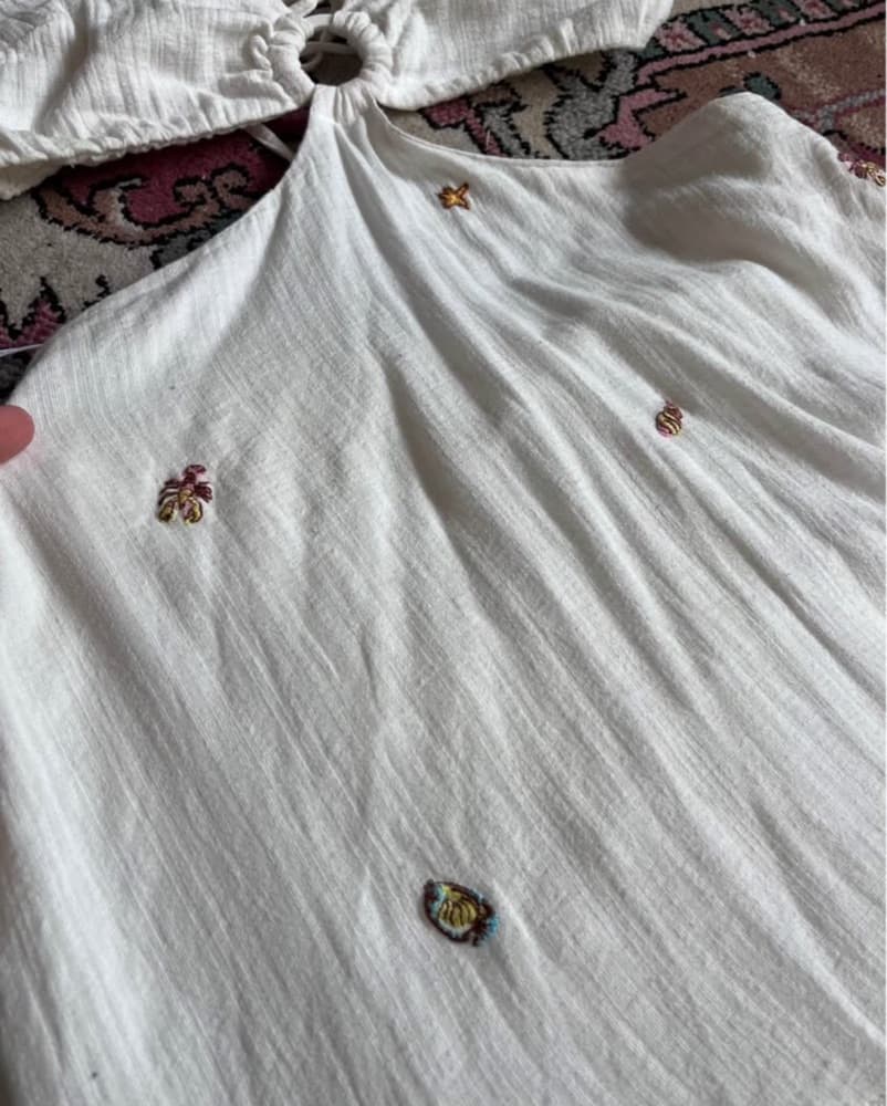 White Maxi Dress - Boho Cutouts & Embroi - Image 5