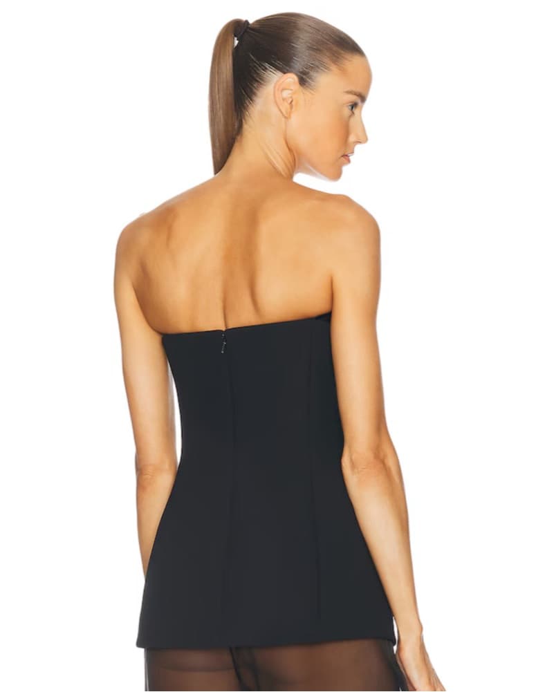 KHAITE Black Ayla Crepe Bustier Top - Image 6