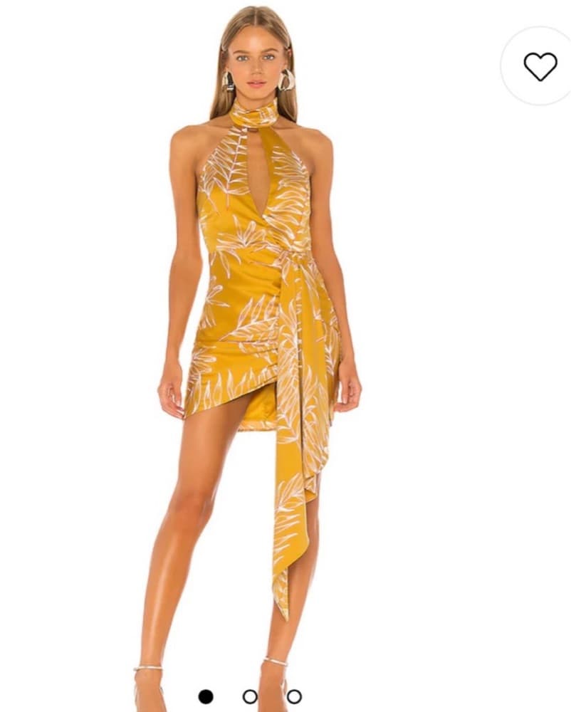 Antonia Mini Dress in Gold Tropical - Image 1