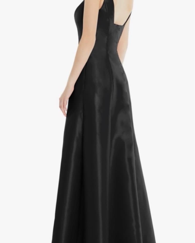 Alfred Sung Black Satin A-Line Dress - Image 3