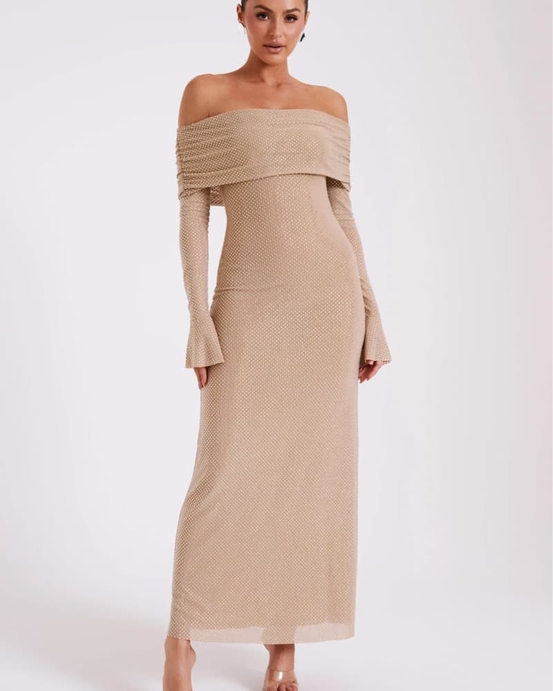 Marcel Off Shoulder Diamante Maxi Dress - Image 3