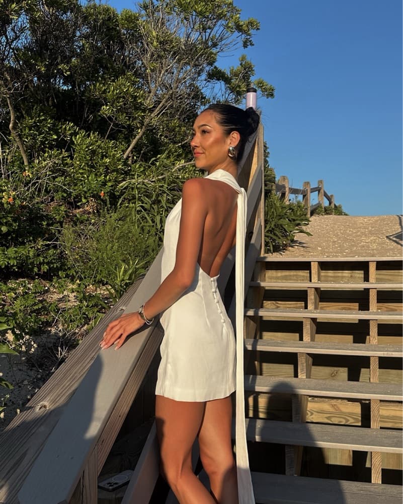 WHITE OPEN BACK DRESS - Image 1
