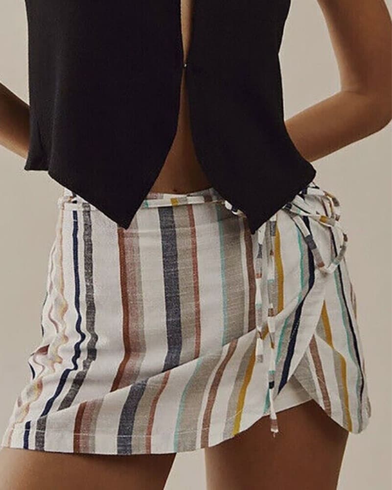 Free People Catalina Stripe Linen Skort - Image 1