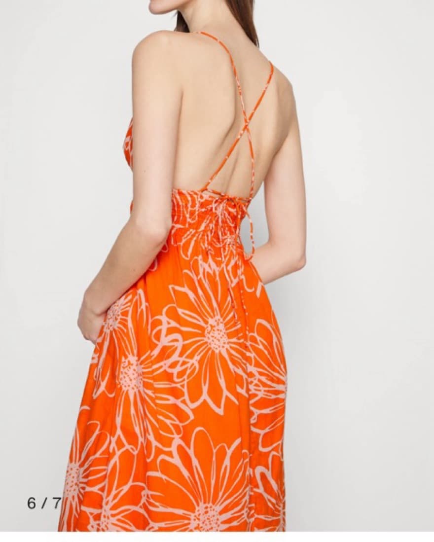 Faithfull the Brand Orange Floral Dress - Image 3