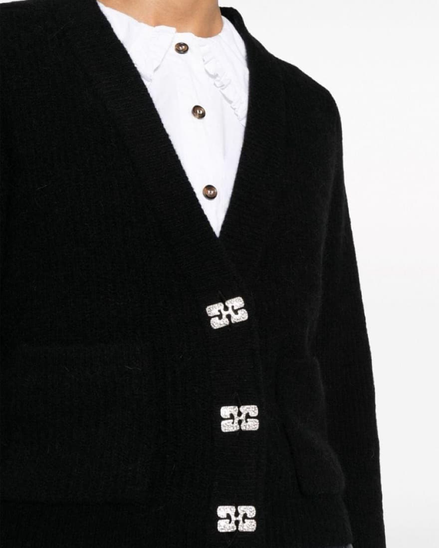 GANNI EMBELLISHED BLACK CARDIGAN - Image 3