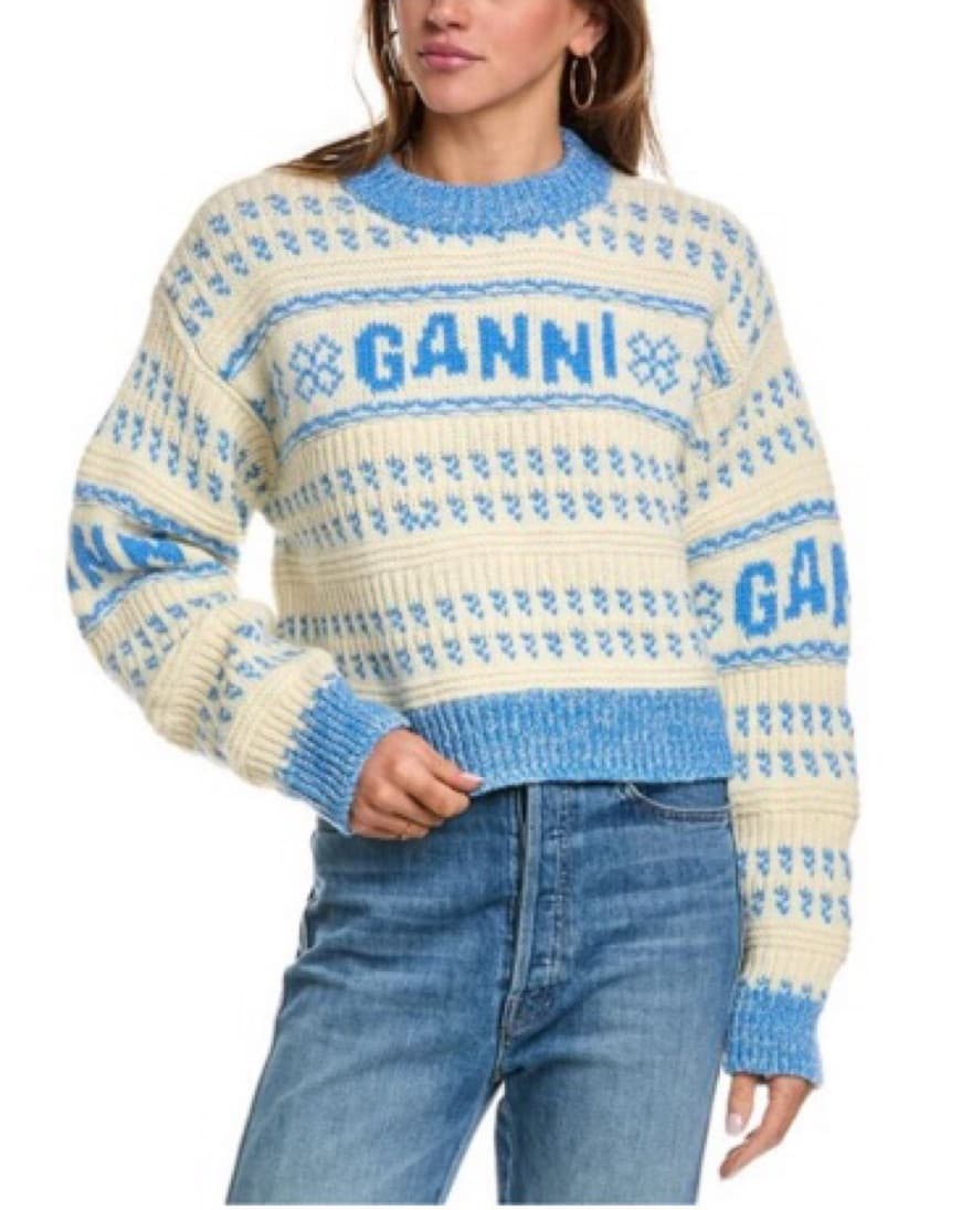 Blue & White Ganni Sweater - Image 1
