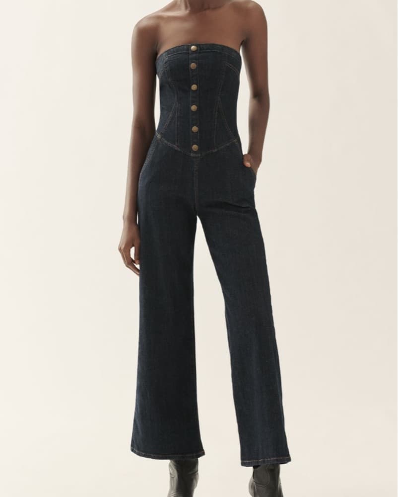 Pilcro Bandeau Demin Corset Jumpsuit - Image 1