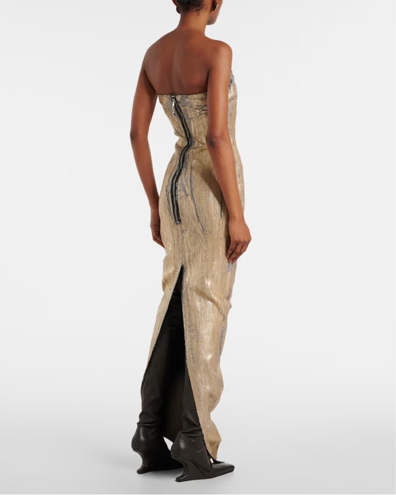 Rick Owens Coated Denim Bustier Gown - Image 3
