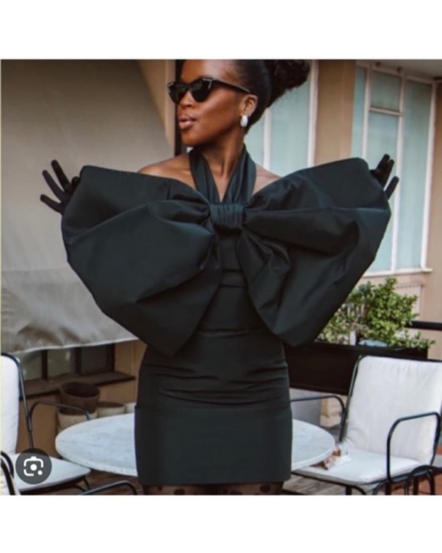 H&M Big Bow Black Mini Dress - Image 6