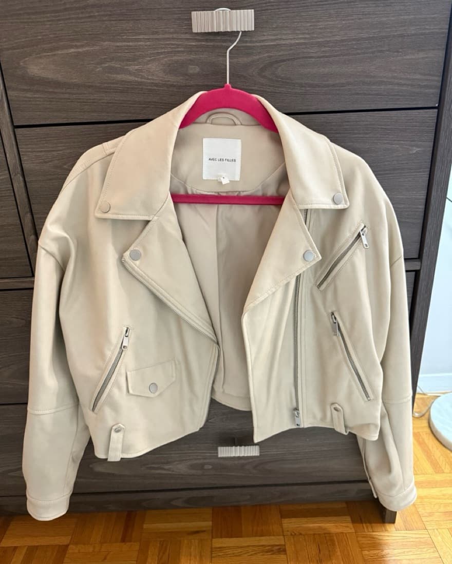 Avec Les Filles Beige Leather Jacket - Image 3