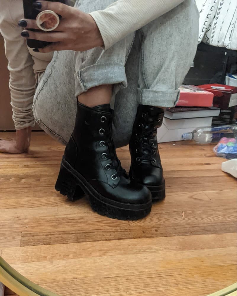 Lace Up/Zip Platform Boot - Image 2