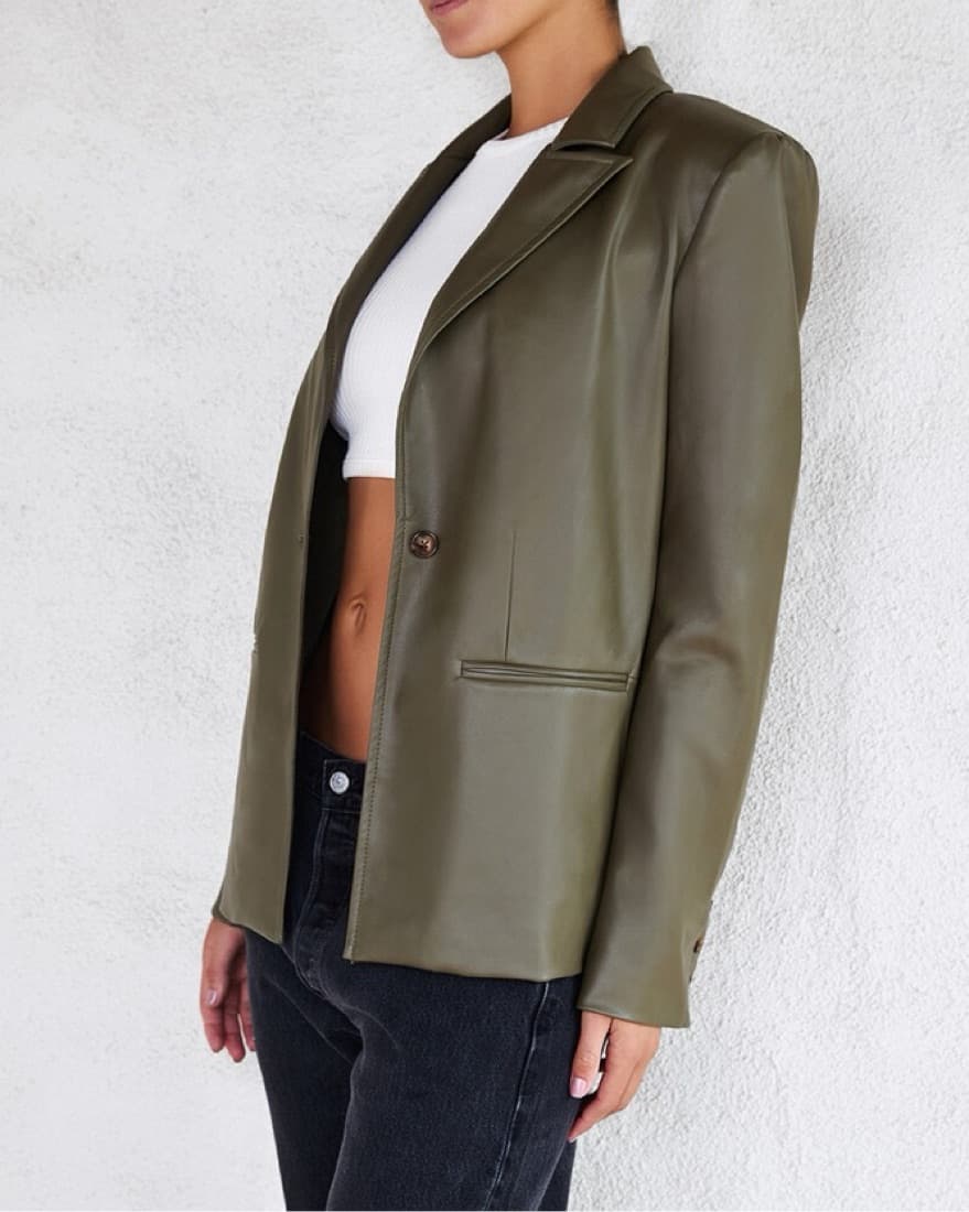 Vegan Leather Blazer - Image 2