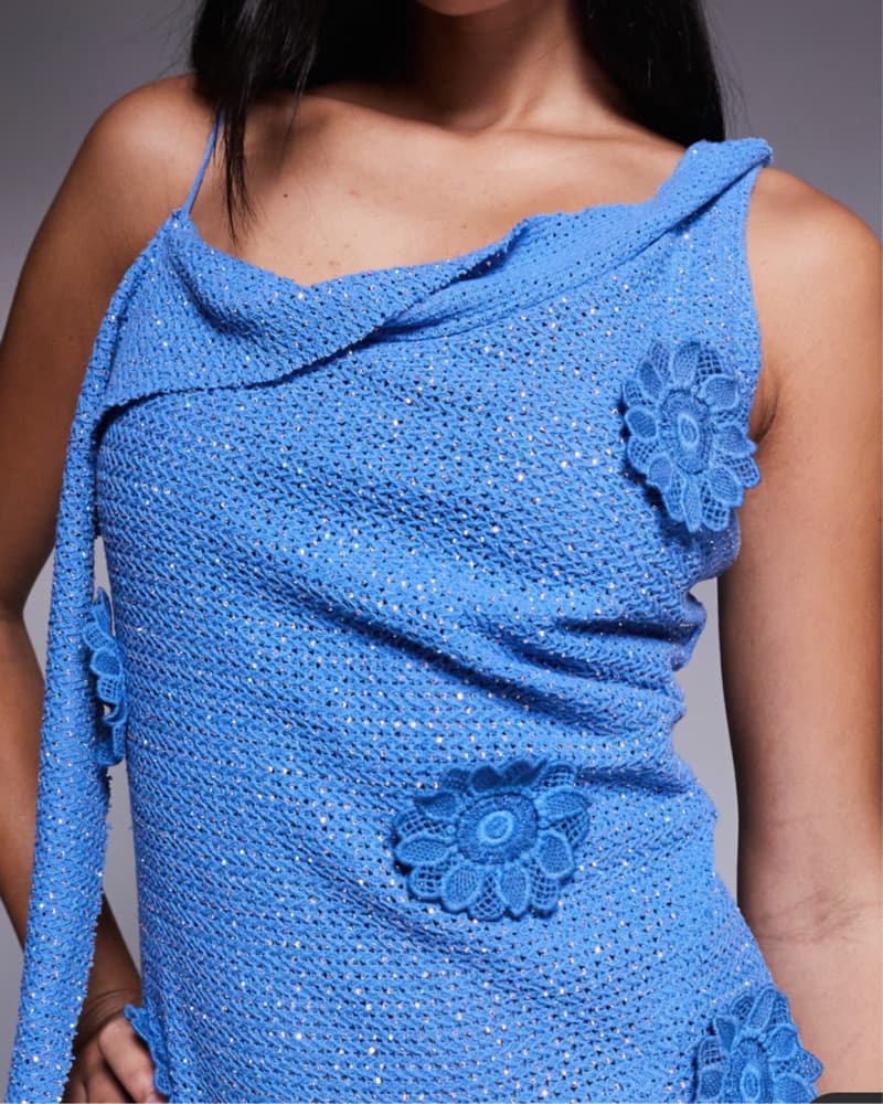 Embellished Floral Crochet Mini Dress  - Image 2