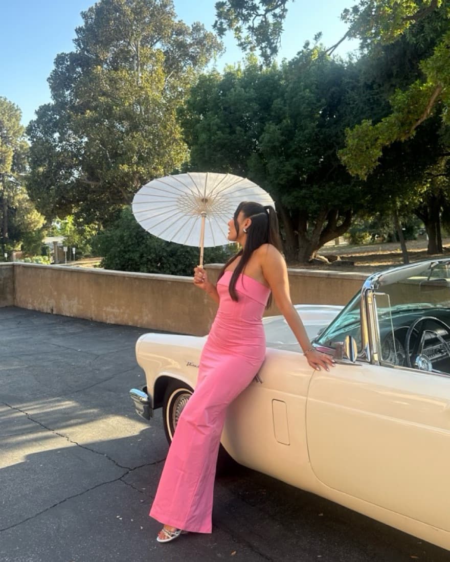Helsa Pink Gown Tech Gabardine Long Stra - Image 2