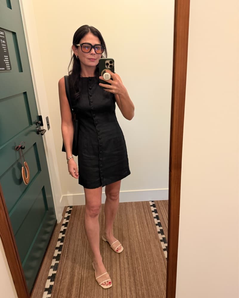 DÔEN Black Linen HADLIE Shift Dress - Image 3