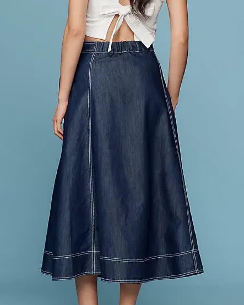 Pilcro Side-Slit Denim A-Line Midi Skirt - Image 2
