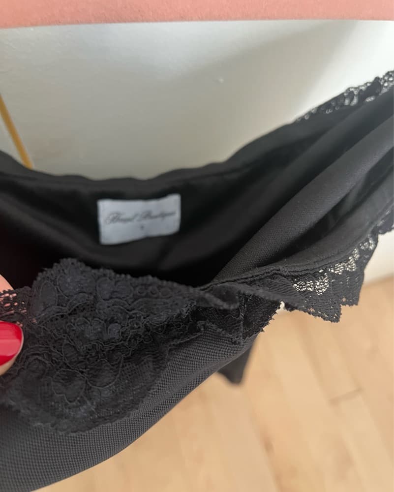 Strapless Black Lace Mini Dress - Image 5
